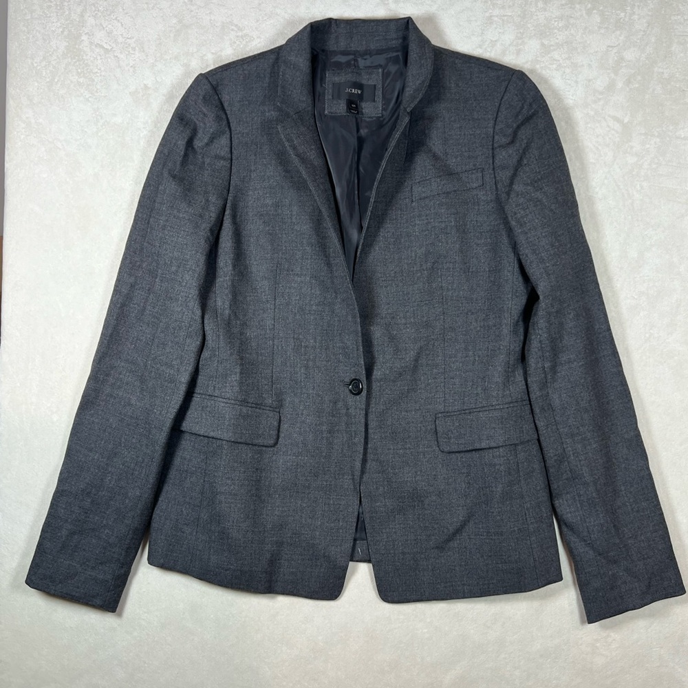 Never Worn J. Crew 12T Gray Blazer Sport Coat 1 Button Wool Blend Chic Jacket